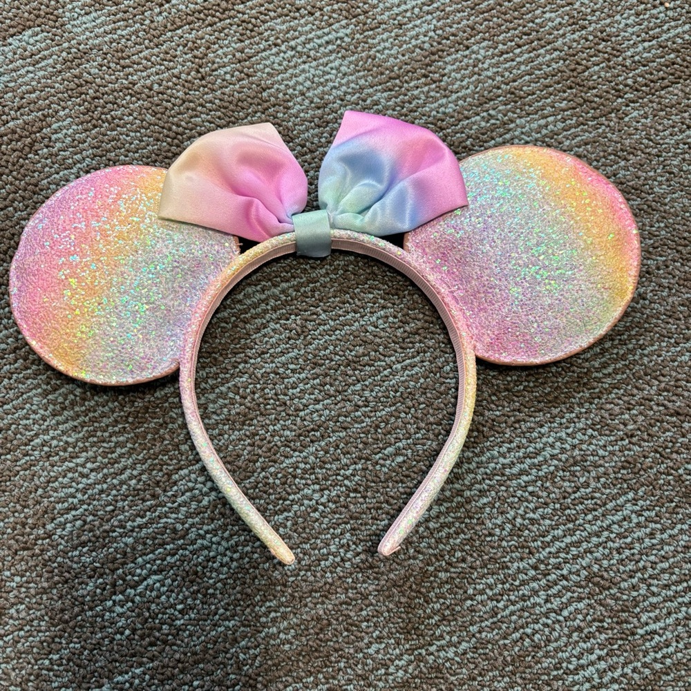 Mickey Mouse - Glittery Pink and Rainbow Kids Headband